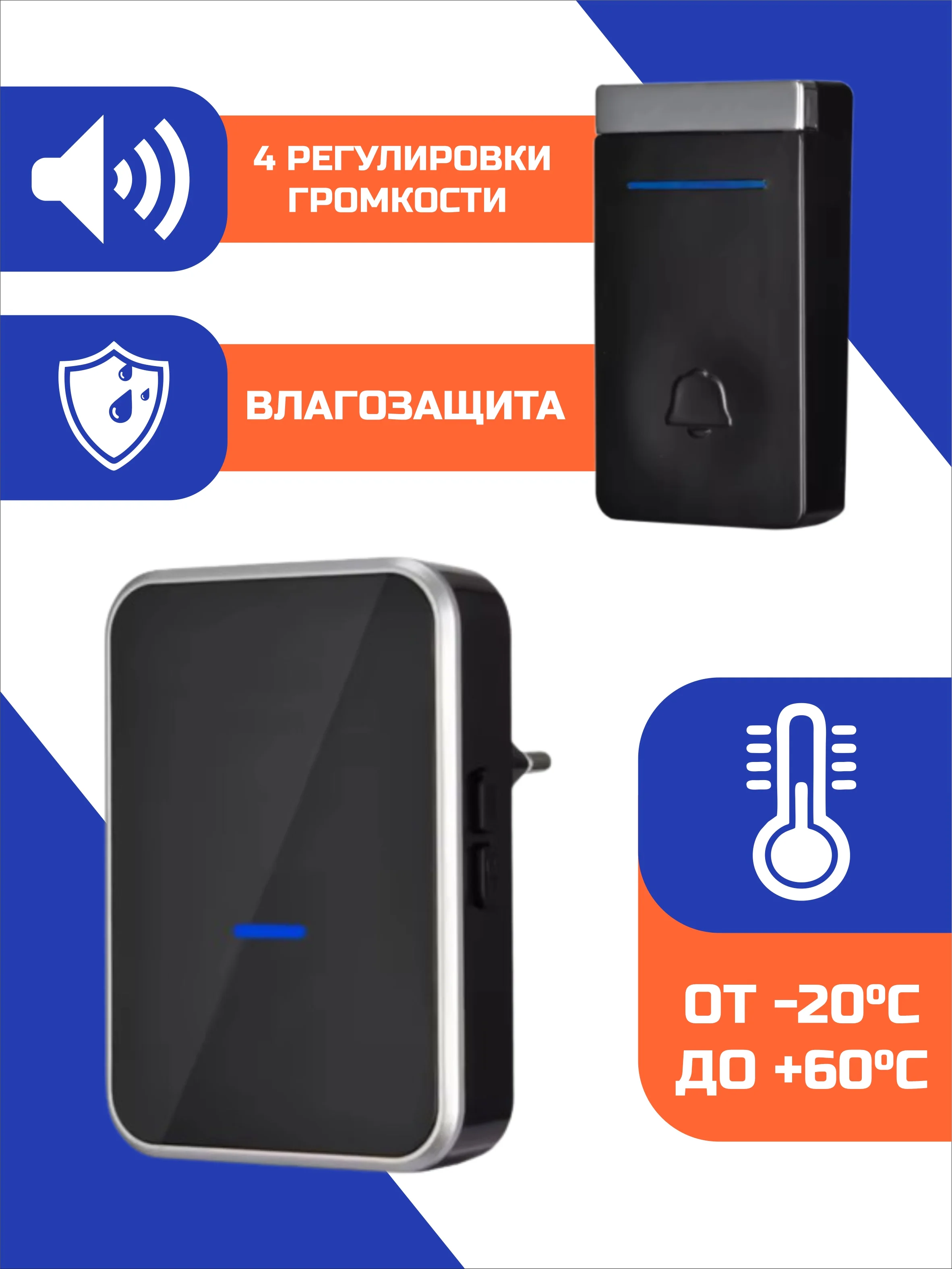 Звонок беспроводной, дверной, без батареек