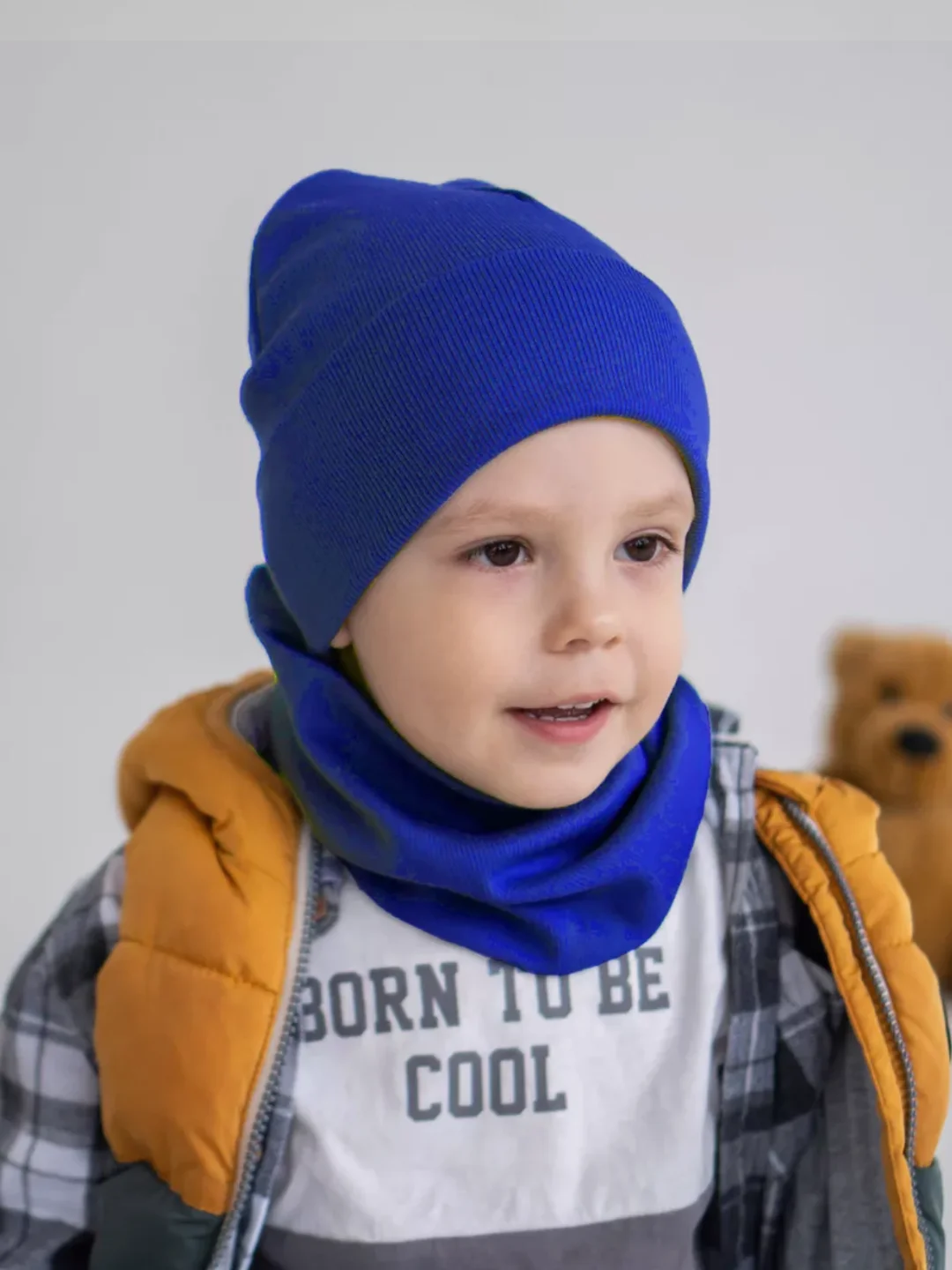 Индиго комплект демисезонный для мальчика 3-7 лет .Шапка и снуд для мальчика