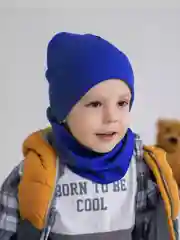 Индиго комплект демисезонный для мальчика 3-7 лет .Шапка и снуд для мальчика