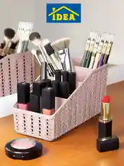 Розовый органайзер 4 секции для косметики / кистей / канцелярии ВЯЗАНИЕ IDEA