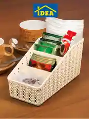 Белый органайзер 4 секции для косметики / кистей / канцелярии ВЯЗАНИЕ IDEA