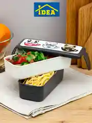 Розовый контейнер для еды, ланч-бокс (0,5 + 0,5 л) IDEA
