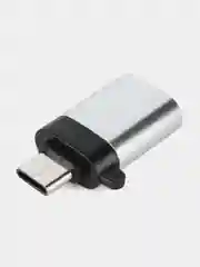 Серебряный адаптер переходник USB Type C на USB 3.0 otg