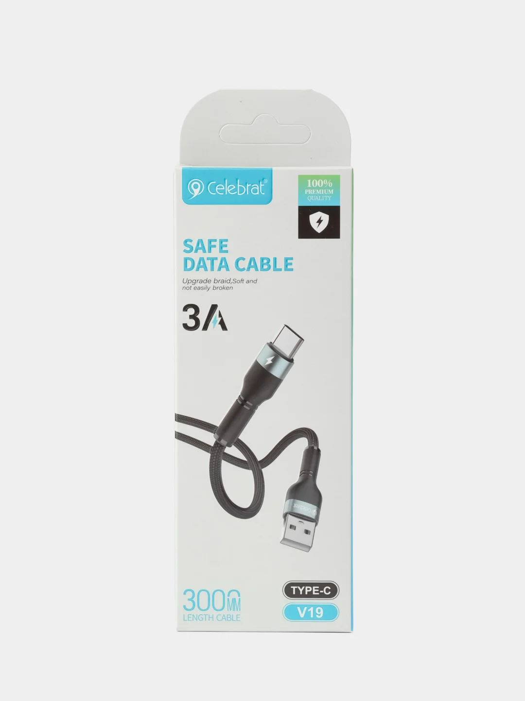 Черный кабель провод плетеный 3, 2 метра зарядник USB Lightning iPhone, Micro Android Type-C