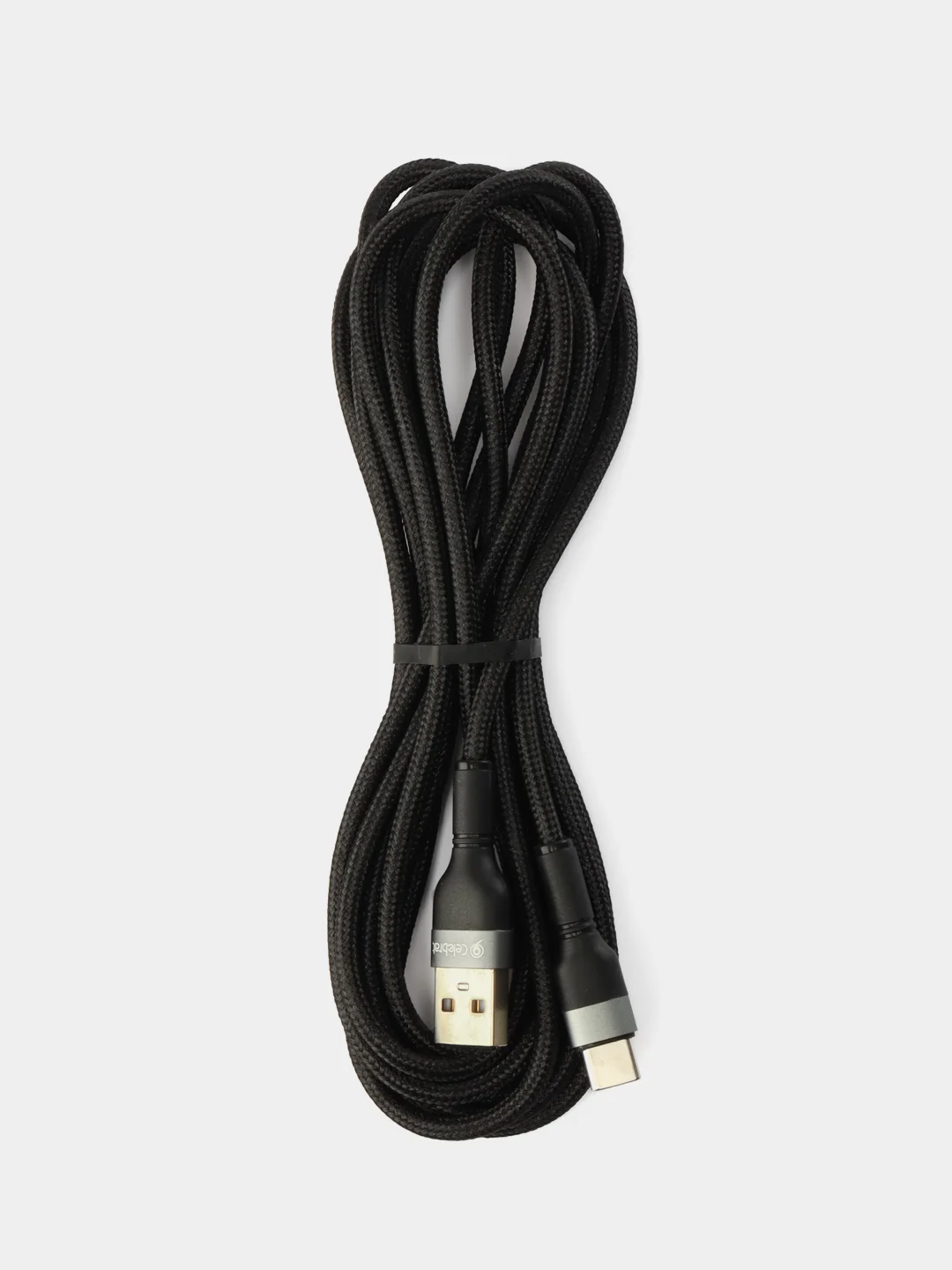 Черный кабель провод плетеный 3, 2 метра зарядник USB Lightning iPhone, Micro Android Type-C