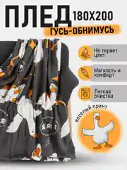 Серый плед Гусь-обнимусь/одеяло/покрывало/детский плед/Новый год/8 марта/День Рождения/Подарок