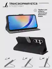 Синий чехол-книжка Samsung Galaxy A35 5G (Самсунг Галакси А35) с магнитной застежкой