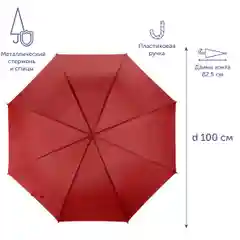 Красный зонт-трость "Яркость", полуавтомат