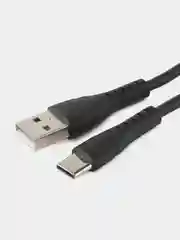 Черный силиконовый кабель для телефона Type-C USB, провод зарядный, шнур юсб тайпси