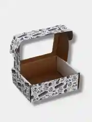 Серый коробка подарочная сборная крафт, белая, с окном,  с рисунком