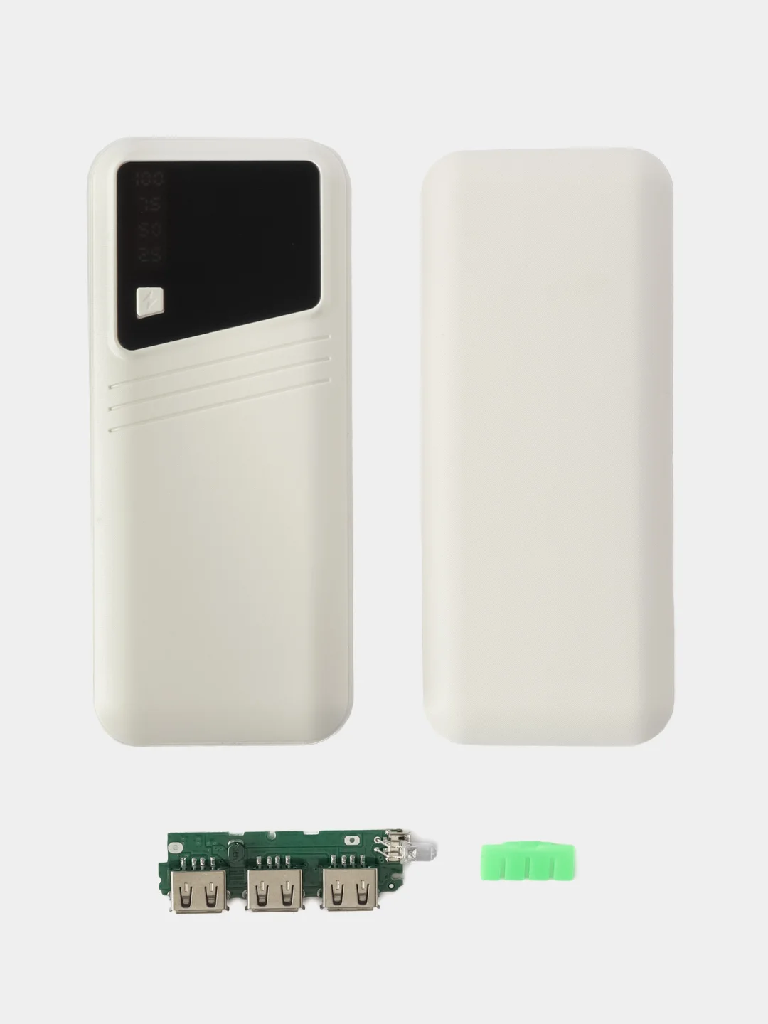 Белый повербанк, внешний аккумулятор 5 АКБ 18650 портативный Power Bank макс емоксть20000 mAh