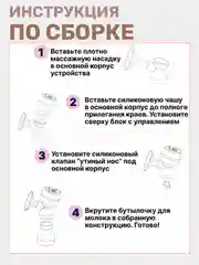 Розовый молокоотсос электрический беспроводной, с бутылкой