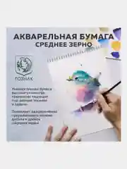 Бумага в папке для акварели для рисования, художественная А2, 20 листов, Brauberg, 113211