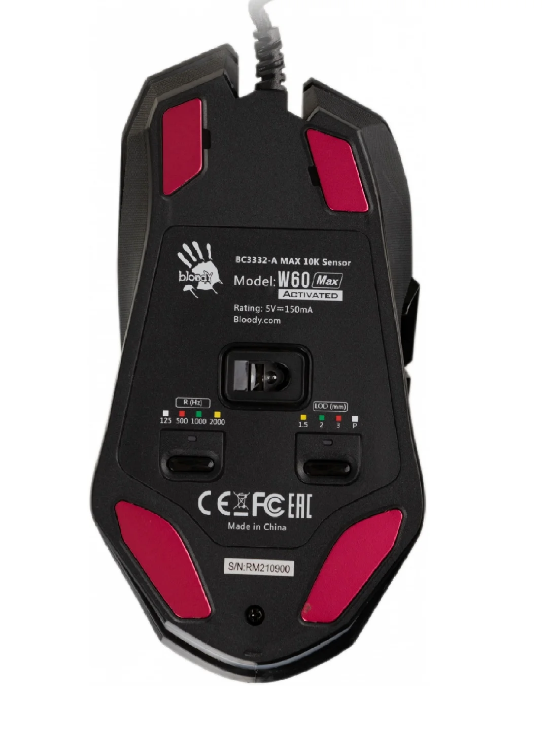 Мышь A4TECH Bloody W60 Max, игровая, проводная, USB, черный, W60 Max, black
