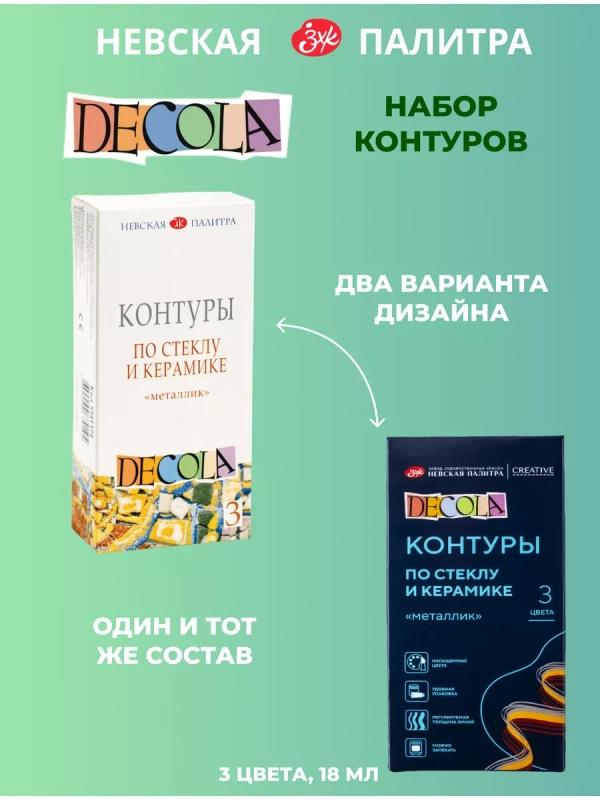 Контуры по стеклу и керамике 3 цвета Невская палитра