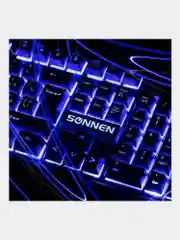 Клавиатура проводная SONNEN KB-7010,USB, 104 клавиши, LED подсветка, черная, 512653