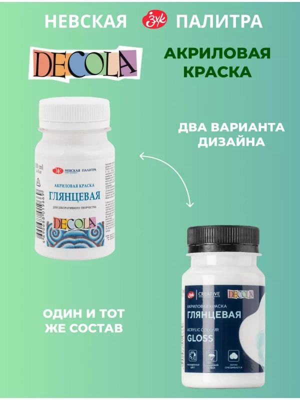 Акриловая краска глянцевая 100 мл белая Невская палитра