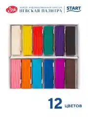 Белый пластилин 12 цветов, 240 г, со стеком