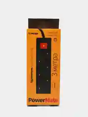 Белый удлинитель с выключателем Perfeo Powermate, 3 розетки