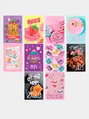 Набор карманных календарей 10 штук с блёстками "Pink"