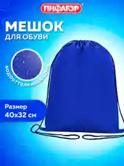 Сумка для сменной обуви, мешок для сменки Пифагор, 1 отделение, синий, 271617