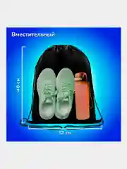 Сумка для сменной обуви, мешок для сменки Пифагор, 1 отделение, черный, 271618