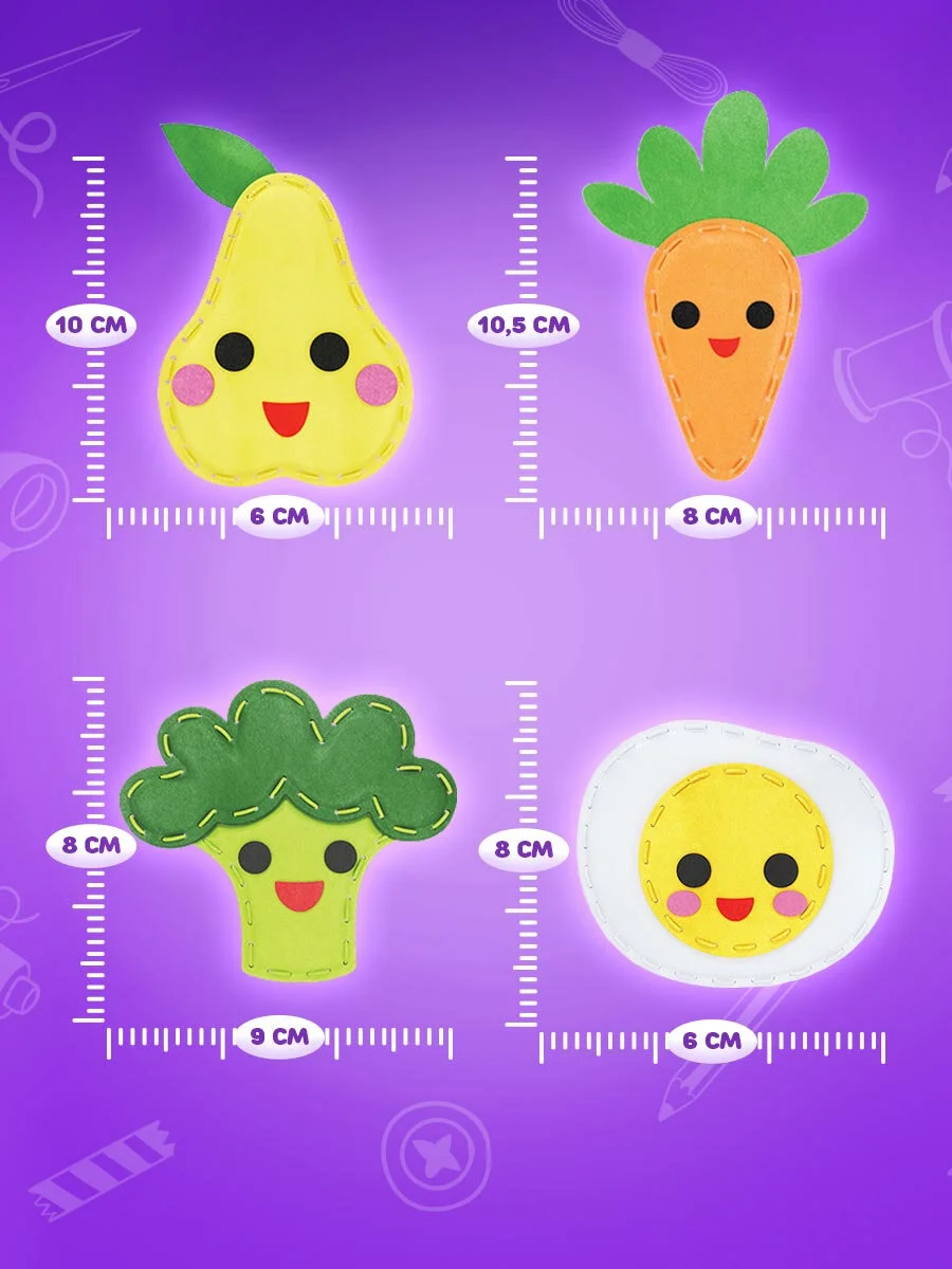 Набор для шитья игрушки Юнландия "Вкусняшки", кукла из фетра, 10 игрушек - 1 комплект