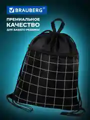Мешок для обуви Brauberg, сумка для сменки в школу, чехол с карманом на молнии
