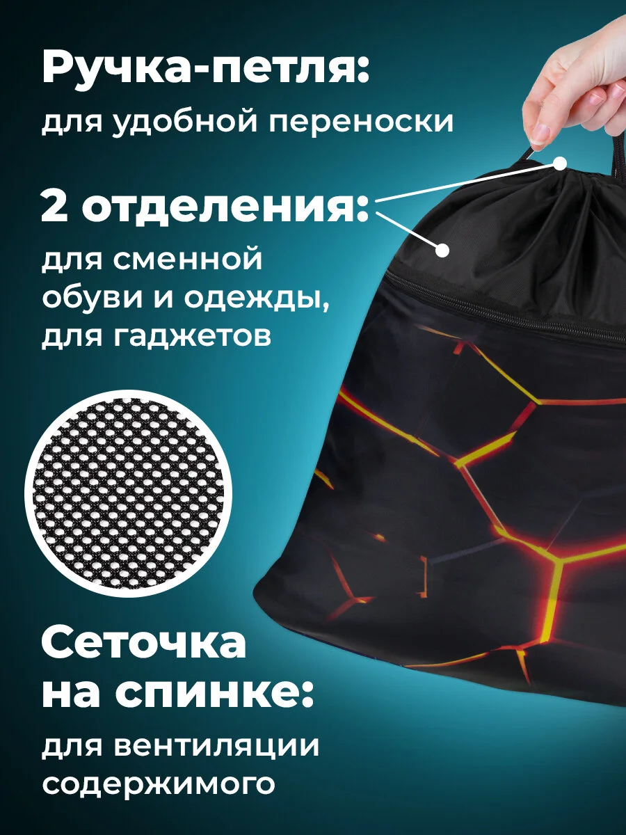 Мешок для обуви Brauberg, сумка для сменки в школу с ручкой, чехол с карманом на молнии