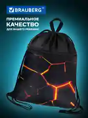 Мешок для обуви Brauberg, сумка для сменки в школу с ручкой, чехол с карманом на молнии