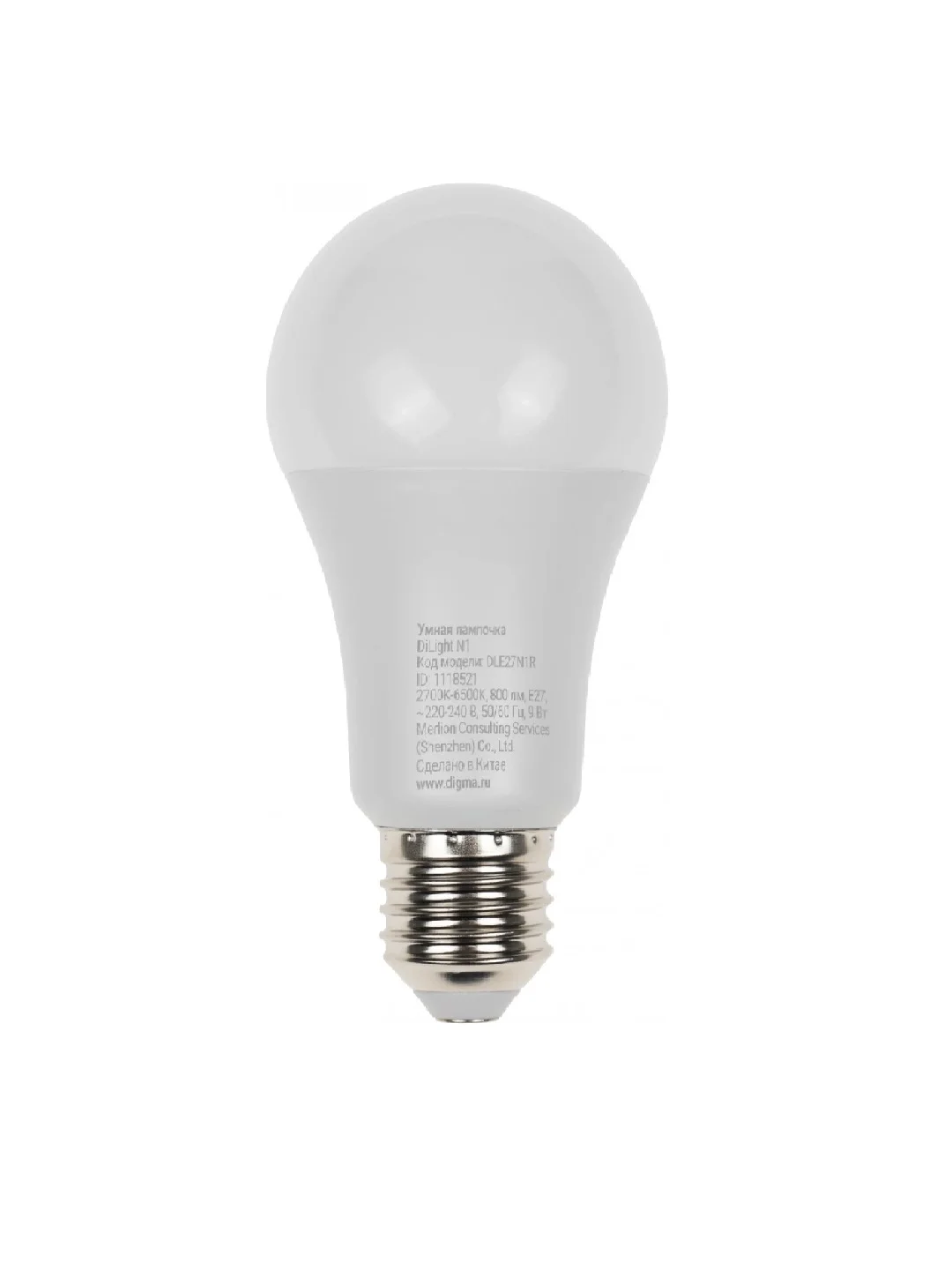 Умная лампа Digma N1 E27 RGB 9Вт 800lm Wi-Fi