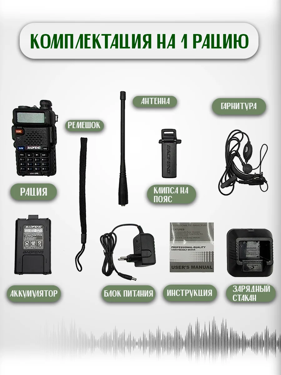 Портативная радиостанция Baofeng UV-5R 3 режима 8 Вт / Черная и радиус 10 км/ UHF VHF