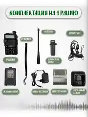 Портативная радиостанция Baofeng UV-5R 3 режима 8 Вт / Черная и радиус 10 км/ UHF VHF