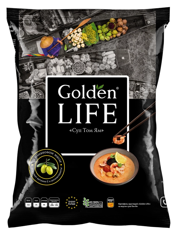 Чипсы картофельные Golden Life "Суп Том Ям", 90 г
