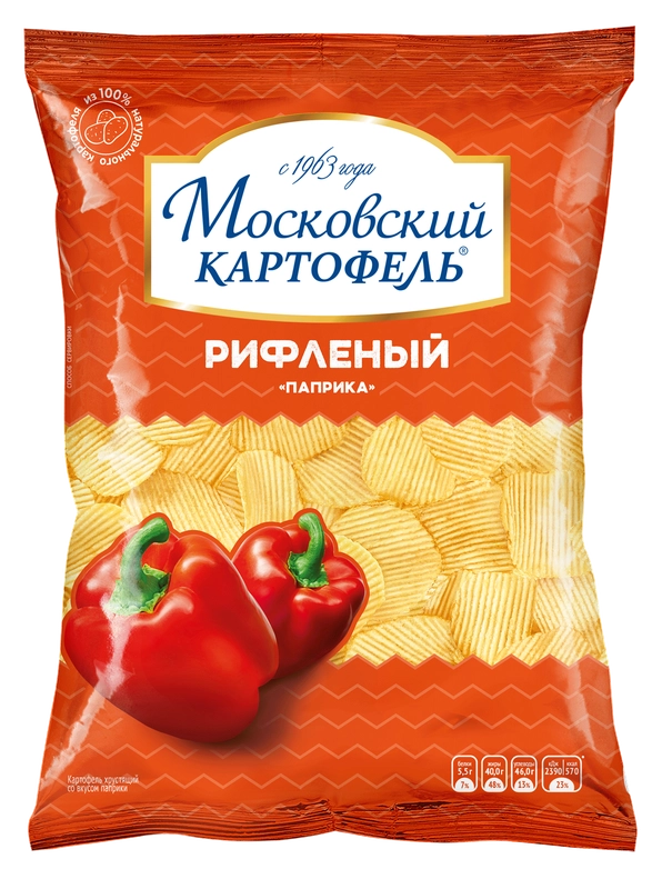 Чипсы картофельные МОСКОВСКИЙ КАРТОФЕЛЬ, рифленые, со вкусом паприки, 120 г