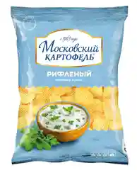 Чипсы картофельные МОСКОВСКИЙ КАРТОФЕЛЬ, рифленые, со вкусом сметаны и зелени, 120 г