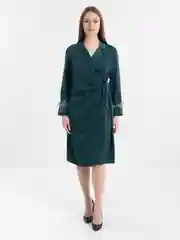 Зеленый платье вечернее с перьями