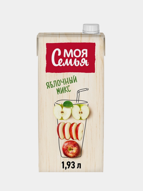 Напиток сокосодержащий Моя Семья Яблочный микс, 1,93 л