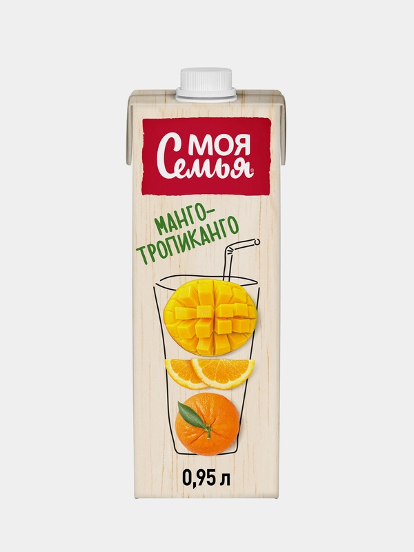 Напиток сокосодержащий Моя Семья Манго Тропиканго, из апельсина, мандарина и манго, 950мл
