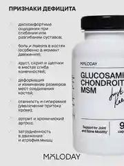 БАД к пище MOLODAY Глюкозамин + Хондроитин + МСМ, 90 капсул