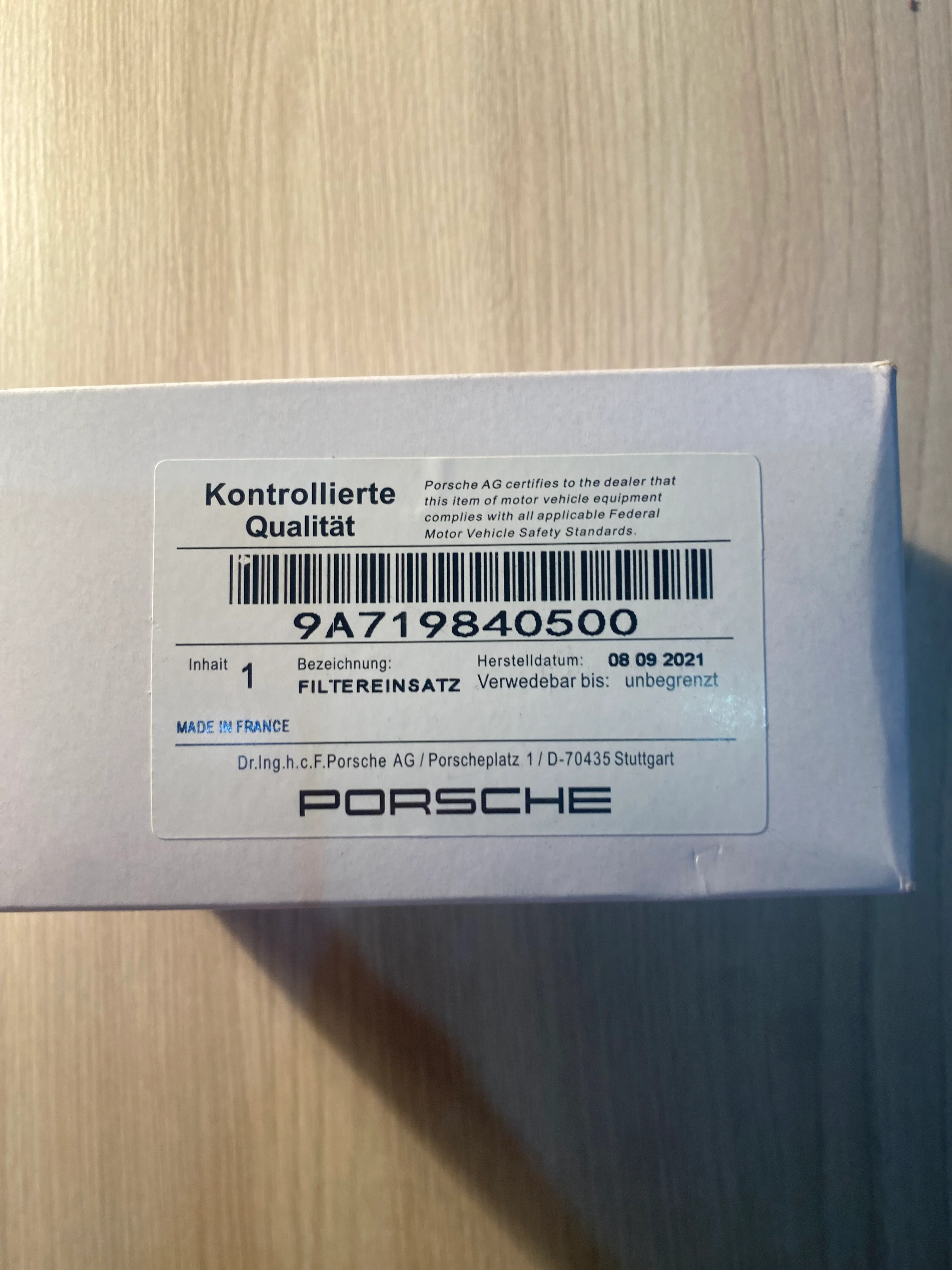 Фильтр Масляный 9A719840500 Porsche