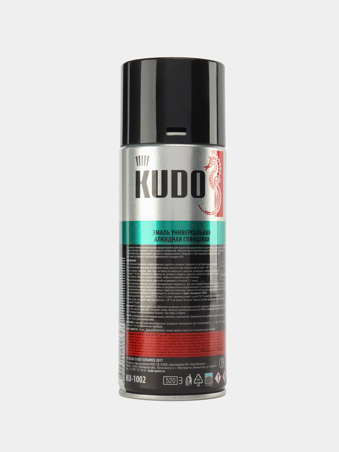 Эмаль универсальная алкидная Kudo черная, 520 мл KU-1102, KU1002
