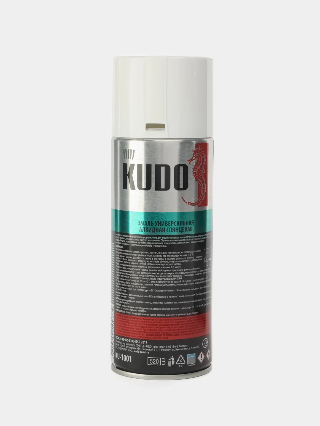 Эмаль универсальная алкидная Kudo белая, 520 мл KU-1001, KU1101