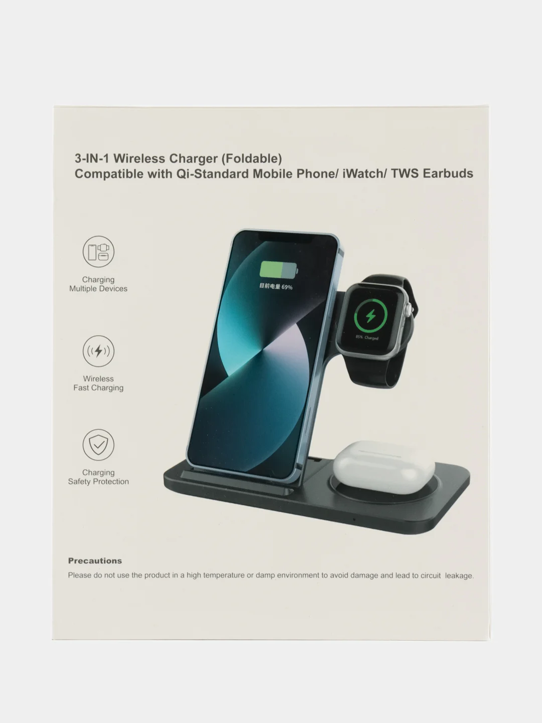 Беспроводная зарядка 3 в 1, для iPhone, iWatch, AirPods, Android