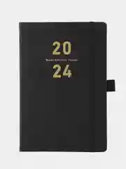 Черный ежедневник датированный 2024, планер на год, записная книжка А5
