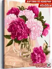 Пионы картина по номерам на холсте с подрамником 40 х 50 "Hobby Paint"