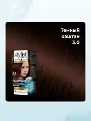 Стойкая крем-краска STYLIST COLOR PRO Темный каштан, тон 3.0, гиалуроновая, 115 мл