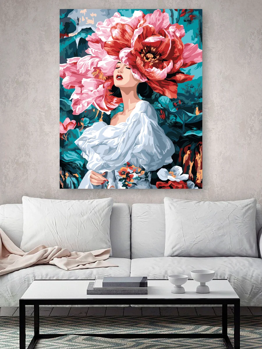 Девушка - Цветок Картина по номерам на холсте с подрамником 40х50 "Hobby Paint"