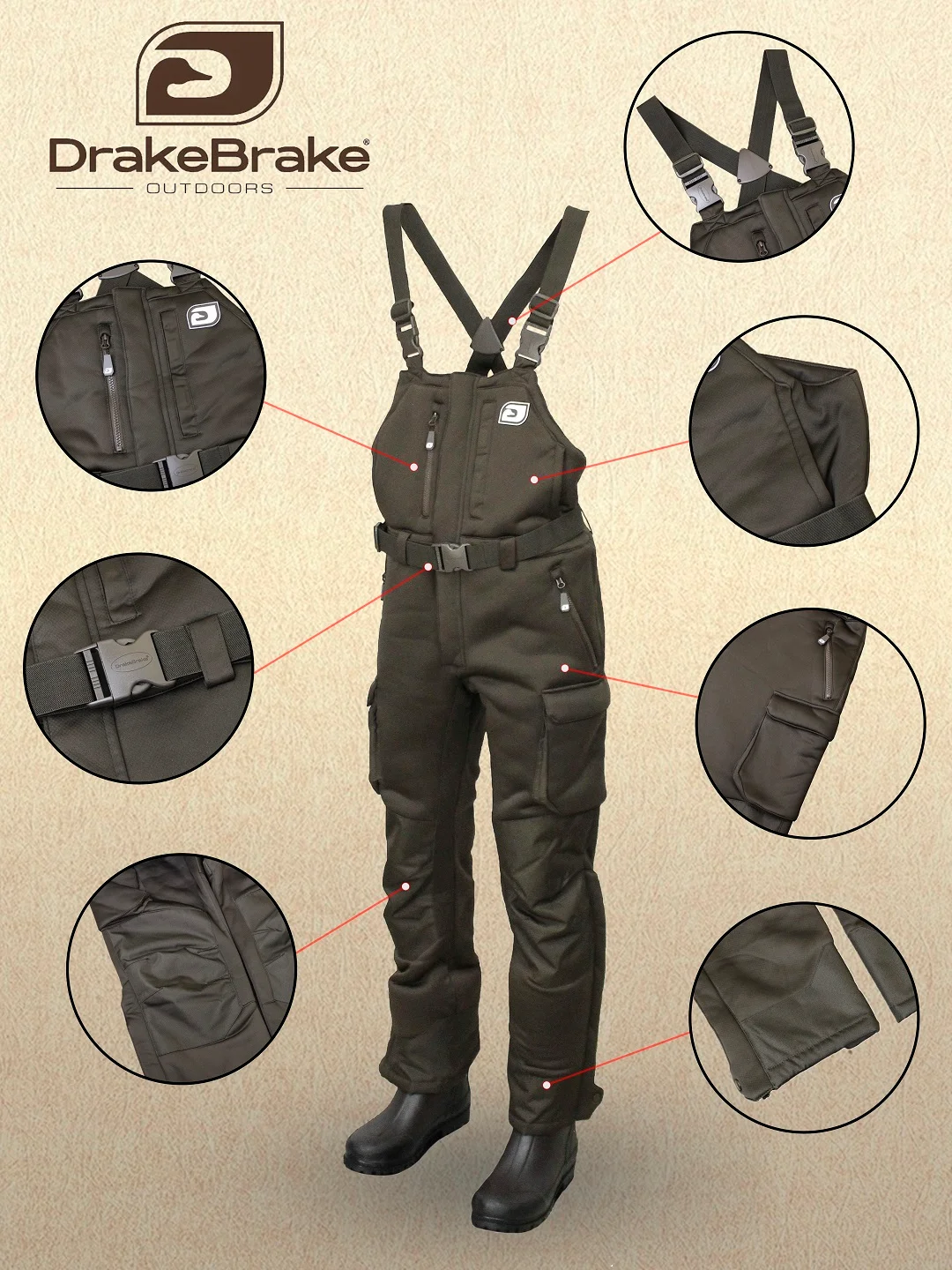 Полукомбинезон Drake Brake Mens Soft-Shell Bib, рост 172-183