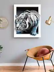 Белый тигр Алмазная мозаика на подрамнике 40х50 "Art on Canvas"